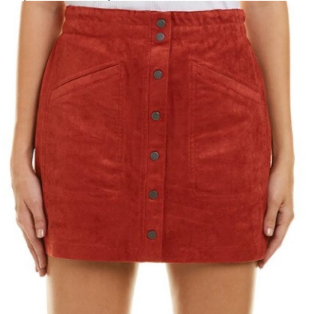 Bcbgmaxazria Faux Suede Mini Skirt Carbon (M)